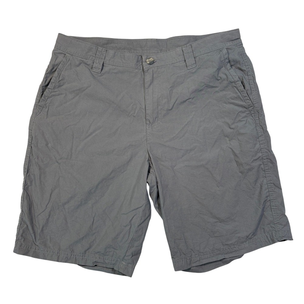 Columbia Mens Gray Cotton Outdoor Hiking Shorts Size 34 AM4471 10 Inch Inseam